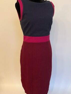 Boden Navy, Fuchsia, and Burgundy Colorblock Dress